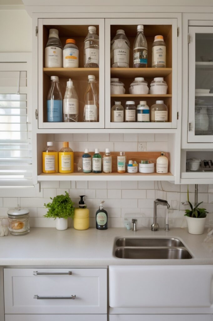Use Tension Rods for Cleaning Supplies
