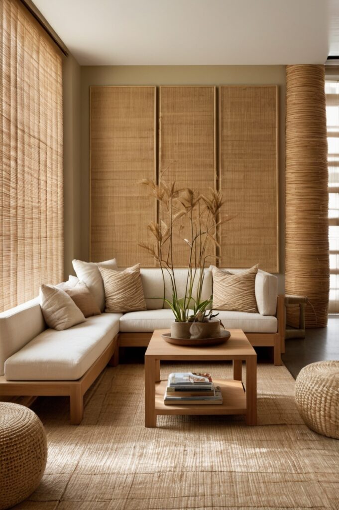 Woven Wood or Bamboo Installation: